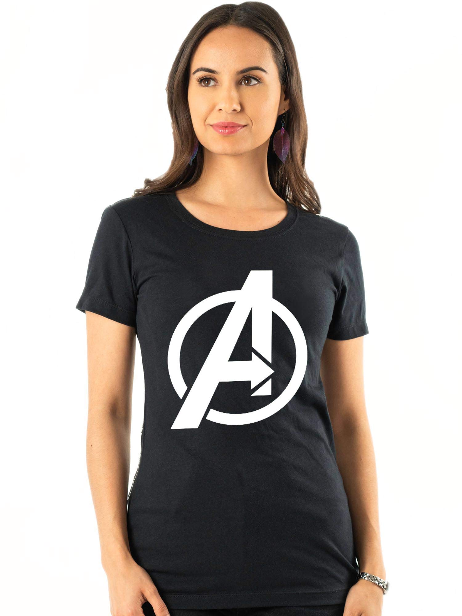 bluehaaat Glow in Dark Avengers End Game Logo Graphics Printed Cotton Tshirt for Women