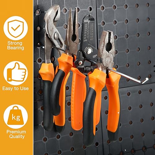 Miniatura 6 de Funrous Paquete de 100 ganchos para tablero de clavijas de acero inoxidable, ganchos para tablero de clavijas, soportes para colgar tableros de