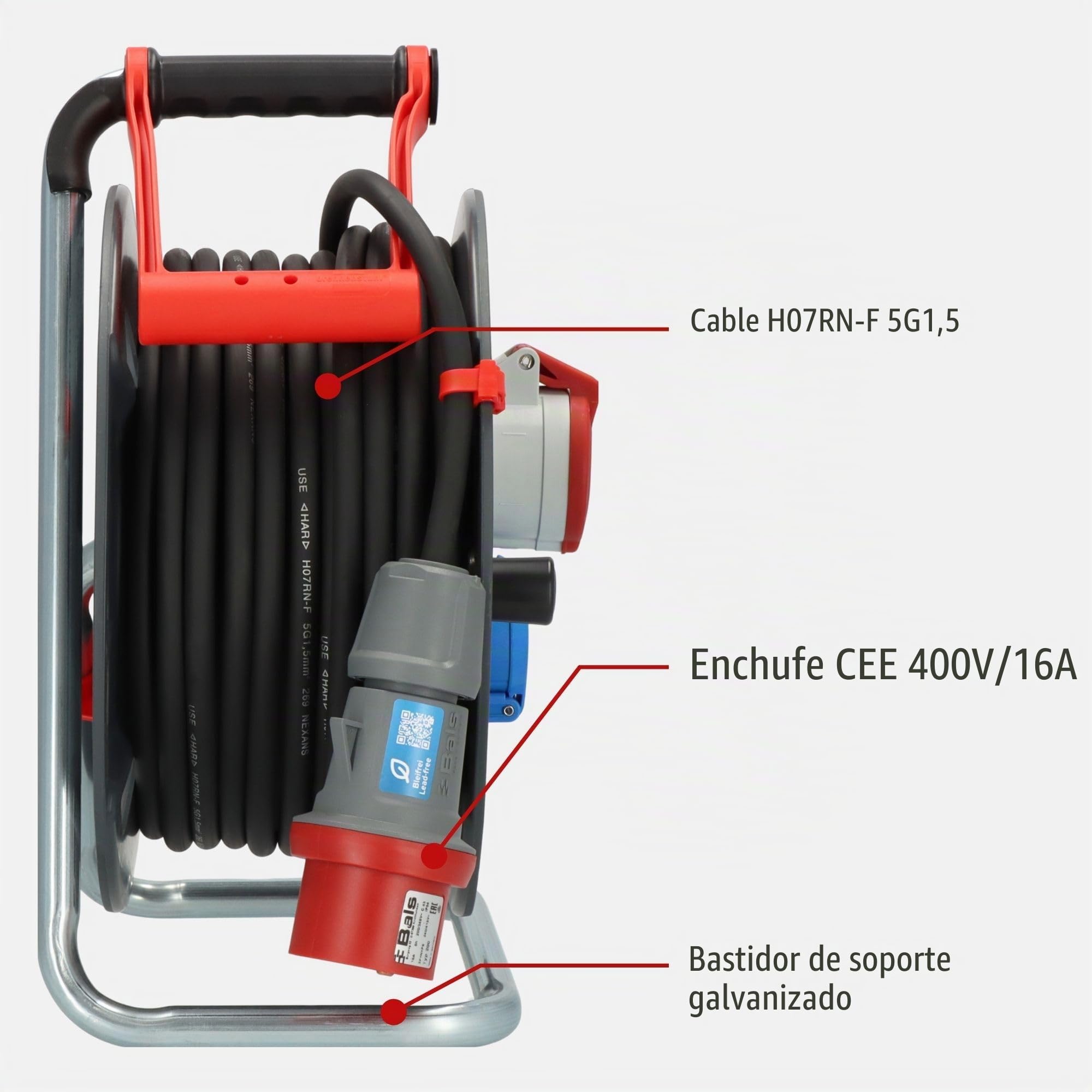 Brennenstuhl Garant CEE 1 V2 IP44 Carrete de Cable (CEE con Cable de 30 m en Negro, Fabricado en Alemania, Uso Permanente para Exteriores IP44)