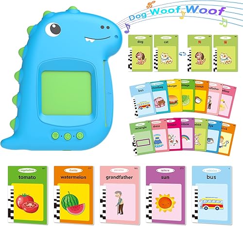 Jeedoo Juguetes para niños y niñas de 2, 3, 4, 5, 6 años, tarjetas flash hablantes en inglés y chino, 224 palabras visuales, juguetes Montessori de
