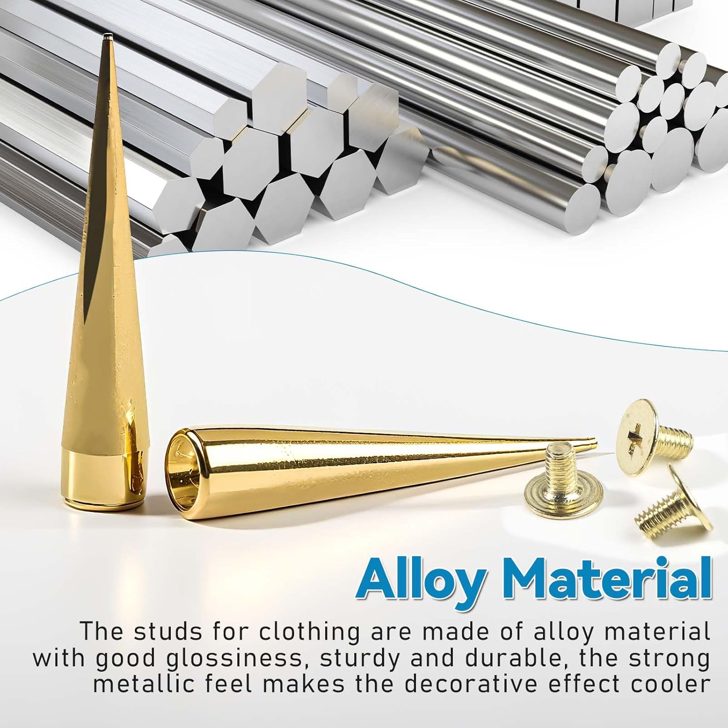 80 Sets Spike Studs for Clothing,Gold Multi Spikes and Studs Kit for Punk Clothes Crafts 7x40mm 10x25mm 8x12mm - Image 3