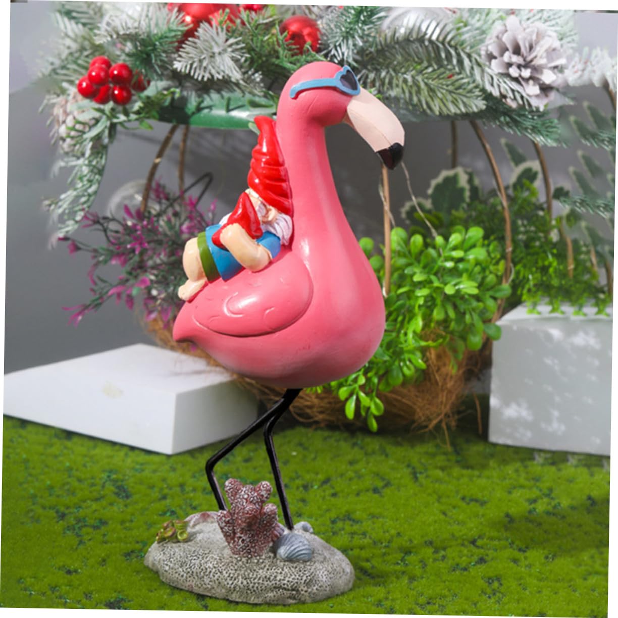 Statuette GNOME Flamant en Résine pour Jardin et Patio