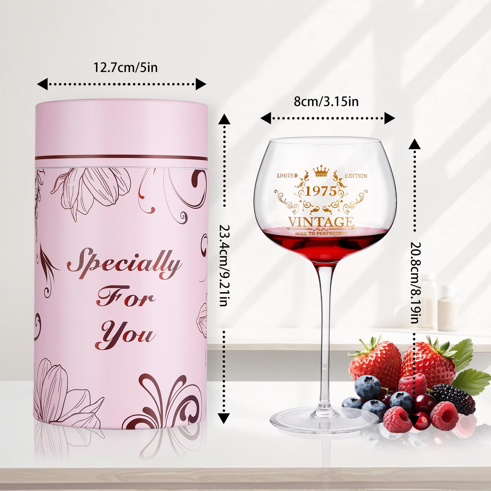 Hejo Calice Vino Personalizzato,Vintage Bicchiere Personalizzato per Regalo 50 Anni Uomo,Calici Vino per 50 Anni Compleanno Donna,Calici Personalizzati per Giorno di Commemorazione,Anniversario,Festa