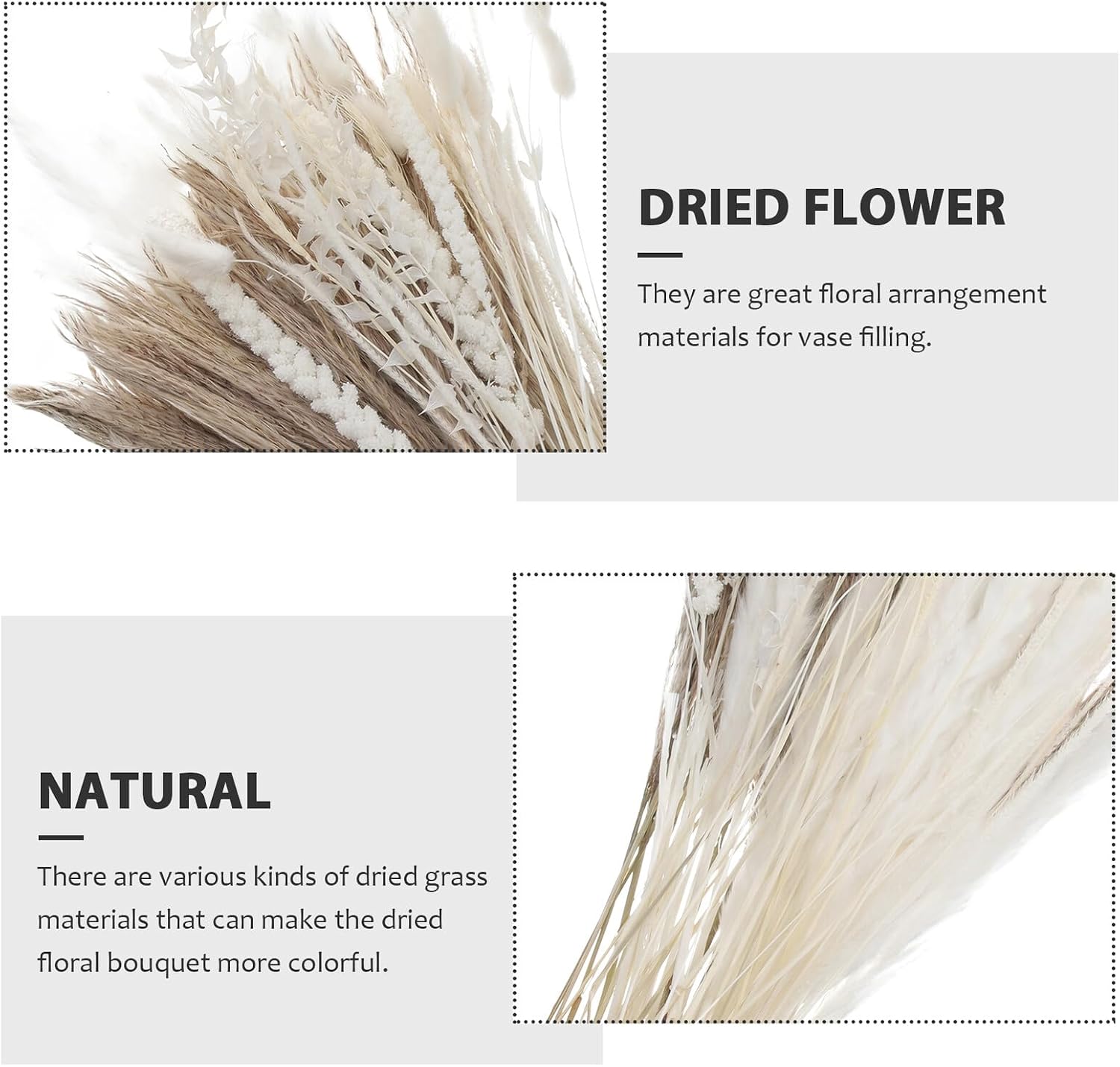 GANAZONO Dried Floral Bouquet with 85 Stems Natural Pampas Grass and Reed Grass Arrangement for Home and Wedding Table Décor in Box