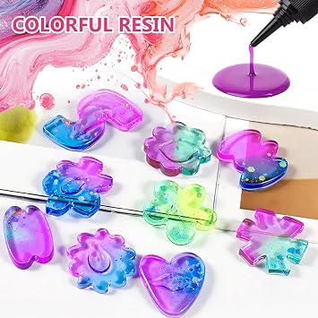 KISREL Transparent Colored UV Resin, 12 Colors 240g Hard Type UV Resin Kit
