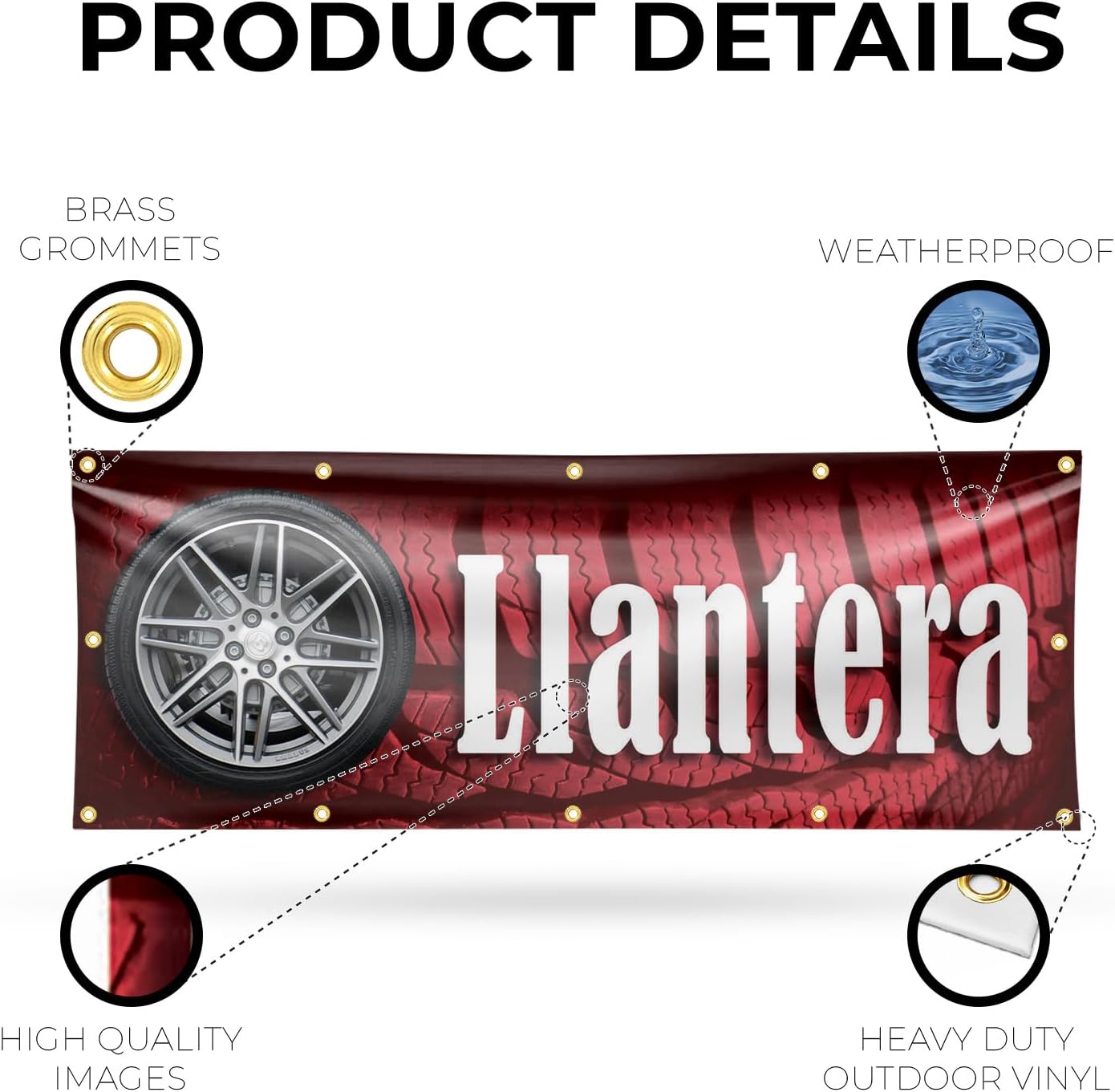 Llantera Banner Sign 48 Inch x 96 Inch | 13 oz Vinyl with Metal Grommets | Heavy-Duty Single-Sided Outdoor Durable Printed High-Quality Weatherproof | Made in the USA