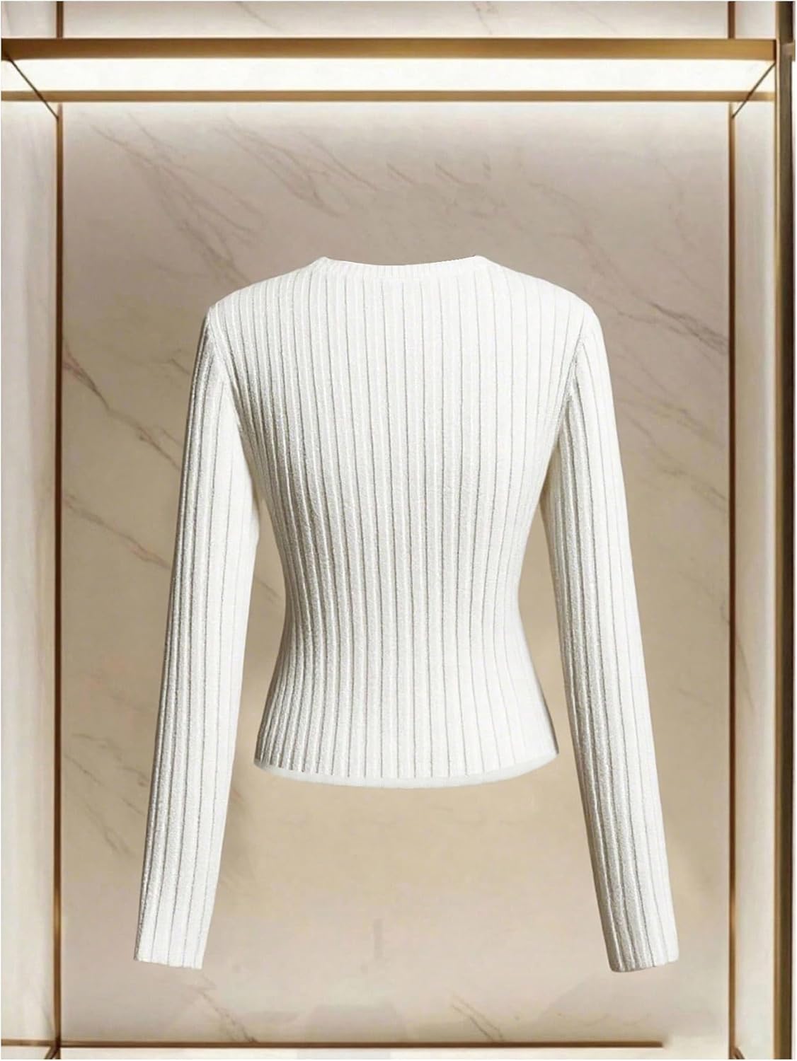 Verdusa Women's Old Money Short Sweater Wrap Slit Pullovers Fall Rib Knit Tops - Image 2