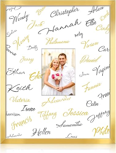 LaVie Home Marco de fotos de 16 x 20 pulgadas, color dorado, marco de madera de 16 x 20 pulgadas, para fotos de 5 x 7 pulgadas con paspartú, para