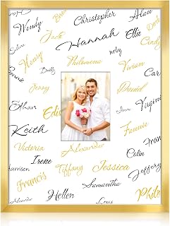 LaVie Home 16x20 Wedding Signable Picture Frame – Gold 16x20 Frame Wood Displays 5x7 Pictures with Mat, for Graduation Wedding Signatures, Anniversary Keepsake Picture Frame