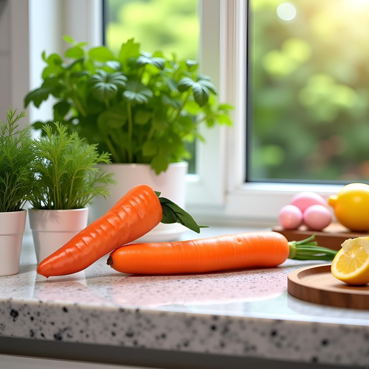 2Pcs Orange Artificial Vegetables Decorative Reusable Plastic Carrot Home Decor Excellent Quality and Popular Design, Artificial Plants and Flowers