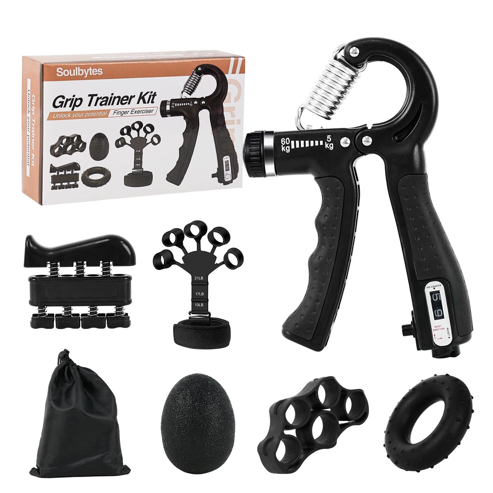 Hand Grip Strengthener Set Of 3  100lb,200lb,300lb  Metal Grip Strength Trainer Wrist Forearm Str