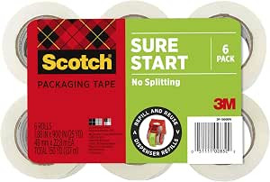 Scotch Sure Start Shipping Tape 6 Tape Rolls with Dispensers 1 78 in x