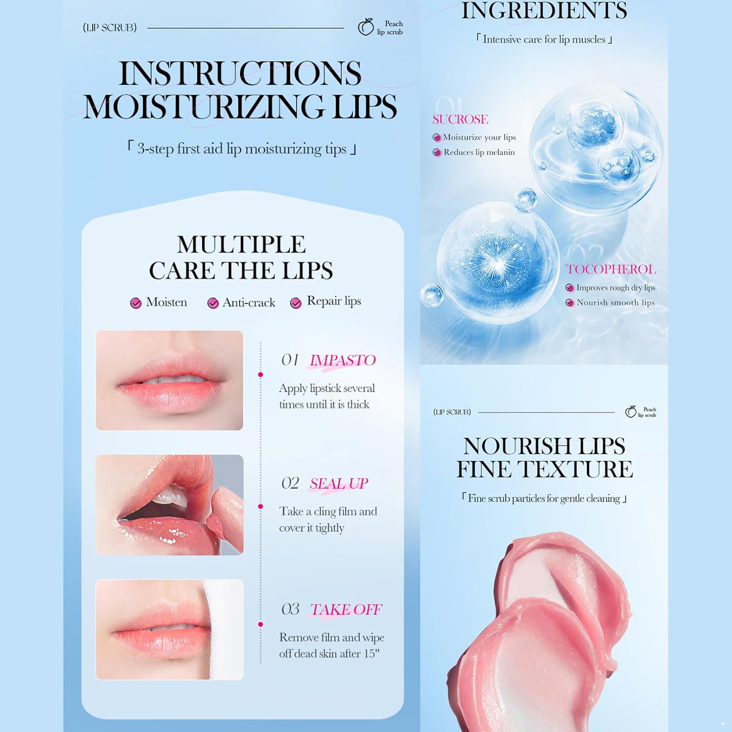 iiniim Fruity Lip Exfoliant in 20g Jar – 1Pc, Light Formula for Daily Moisture & Softness Peach One Size