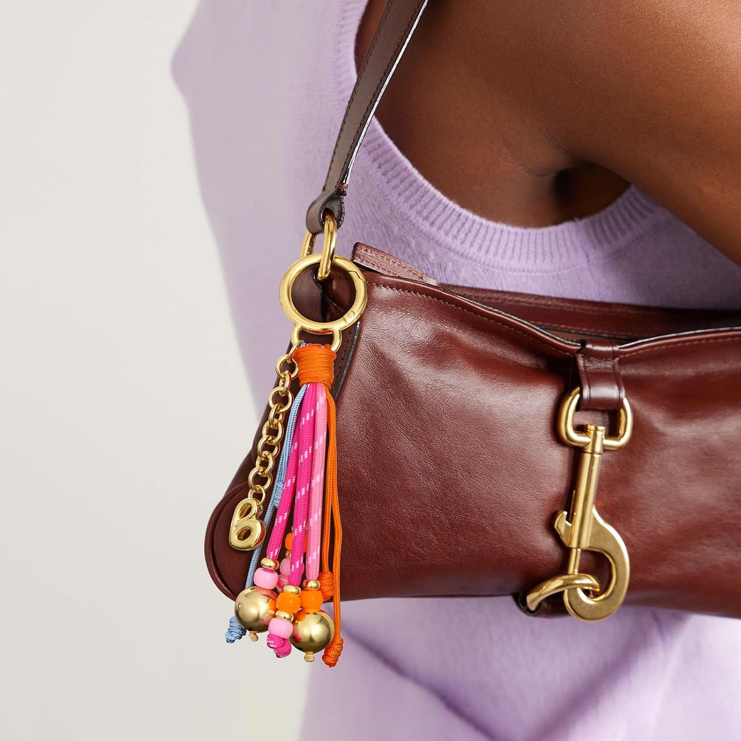 KissYan Initial Bag Charm for Women, Colorful Rope Purse charms With Bubble Letter pendant, Dainty Handbag Charm for Backpack