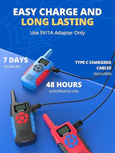 Miniatura 78 de Walkie Talkies para niños recargables, juguetes para niños y niñas de 3 a 12 años, paquete de 3 radios de 2 vías de largo alcance, regalos de Jardín