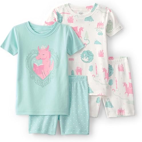 Carter's Girls' 4-piece Tight Fit Cotton Pajama Set