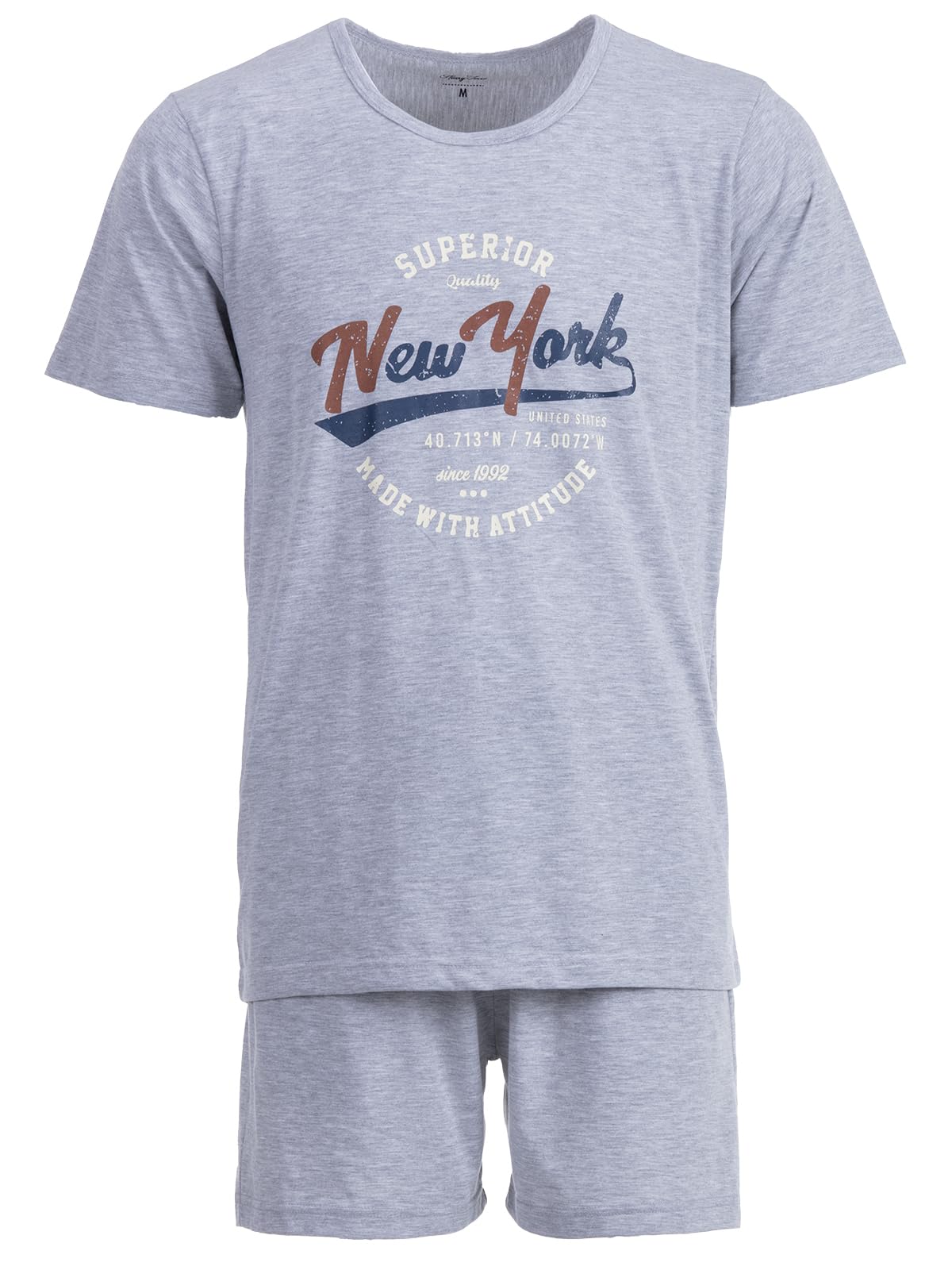 Henry Terre Herren Pyjama Shorty Paul New York Schlafanzug Set M-5XL Baumwolle Shorts & Kurzarm-Shirt Sportliches Design Sommerschlafanzug