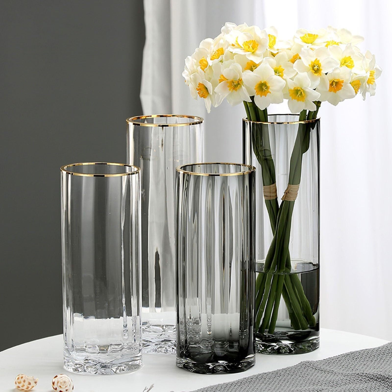 Vasi per fiori Vaso di vetro Decorazione moderna fiori d'acqua for soggiorno, sala da pranzo, camera letto Centrotavola(Clear,10 * 10 * 30CM)