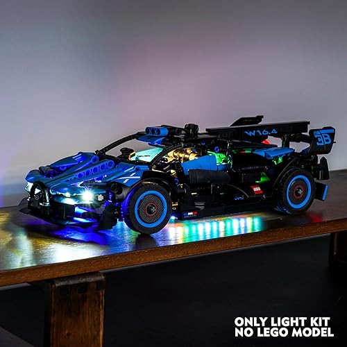 Miniatura 4 de VONADO Kit de luz LED compatible con Lego Bugatti Bolide Agile Blue, iluminación de control remoto compatible con Lego Bugatti 42162 juego de