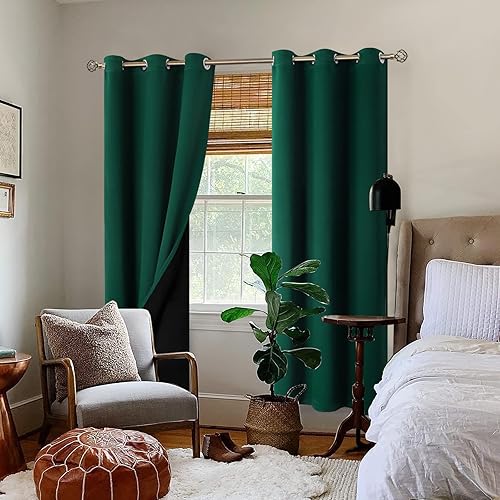 Miniatura 2 de BGment - Cortinas con aislamiento térmico para habitación, 100 % opacas, con forro negro, cortina de doble capa con ojales, reduce el ruido (42 x 84