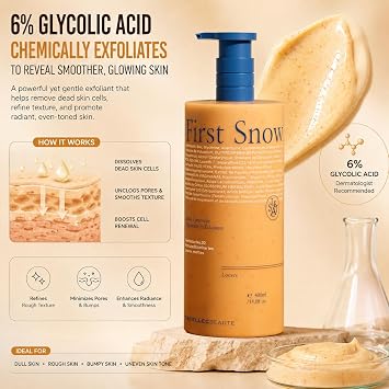 Advanced AHA Body Lotion 6% Glycolic Acid Treats Back Acne, Keratosis Pilaris & Dryness - With Glycolic, Lactic, Citric Acids - Exfoliating Moisturizer with Long Lasting Perfumed Experience,14 Oz
