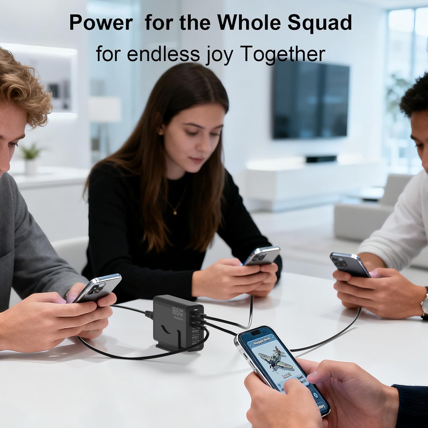 iPhone 17 Charger USB C Fast Charger Block, 3 Type C Port Each 40W Charger for iPhone 17 16 15 Pro Max Plus, Galaxy, iPad, Tablet, Total 165W GaN 6 Port Wall Charging Station Hub Adapter Black