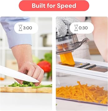 Fullstar Pro - 6-in-1 Mandoline Vegetable Slicer, Julienne Cutter & Grater | Food Onion & Potato Slicer - Veg Spiralizer, Cheese Grater - Fast & Safe with Finger Guard, Safety Glove (6-in-1, White)