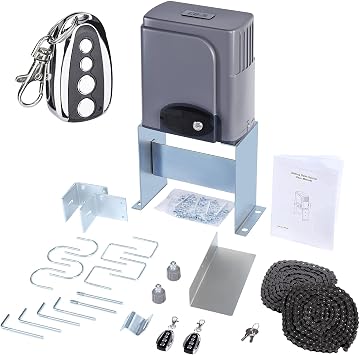 CO-Z Automatic Sliding Gate Opener with 2 Remote Controls&1 Backup Key, Electric Rolling Driveway Slide Gate Motor, Complete Gate Operator Hardware Security System Kit for Sliding Gate Up to 40 Feet