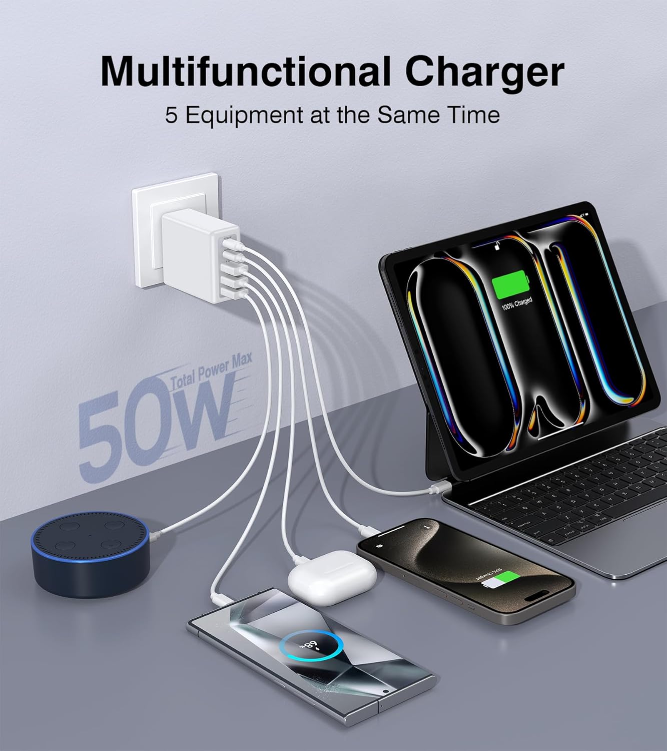 2Pack Flat USB C Wall Charger and 2-Pack USB C Wall Charger