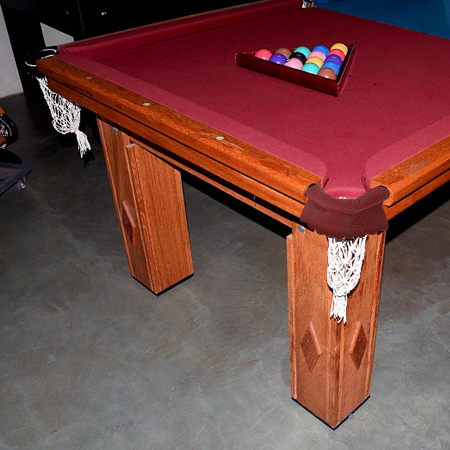 KICHOUSE 6pcs Leather Billiard Pockets Kit for Pool Snooker Tables Easy to Install Replacement Nets Luxury Look Fits Standard Tables