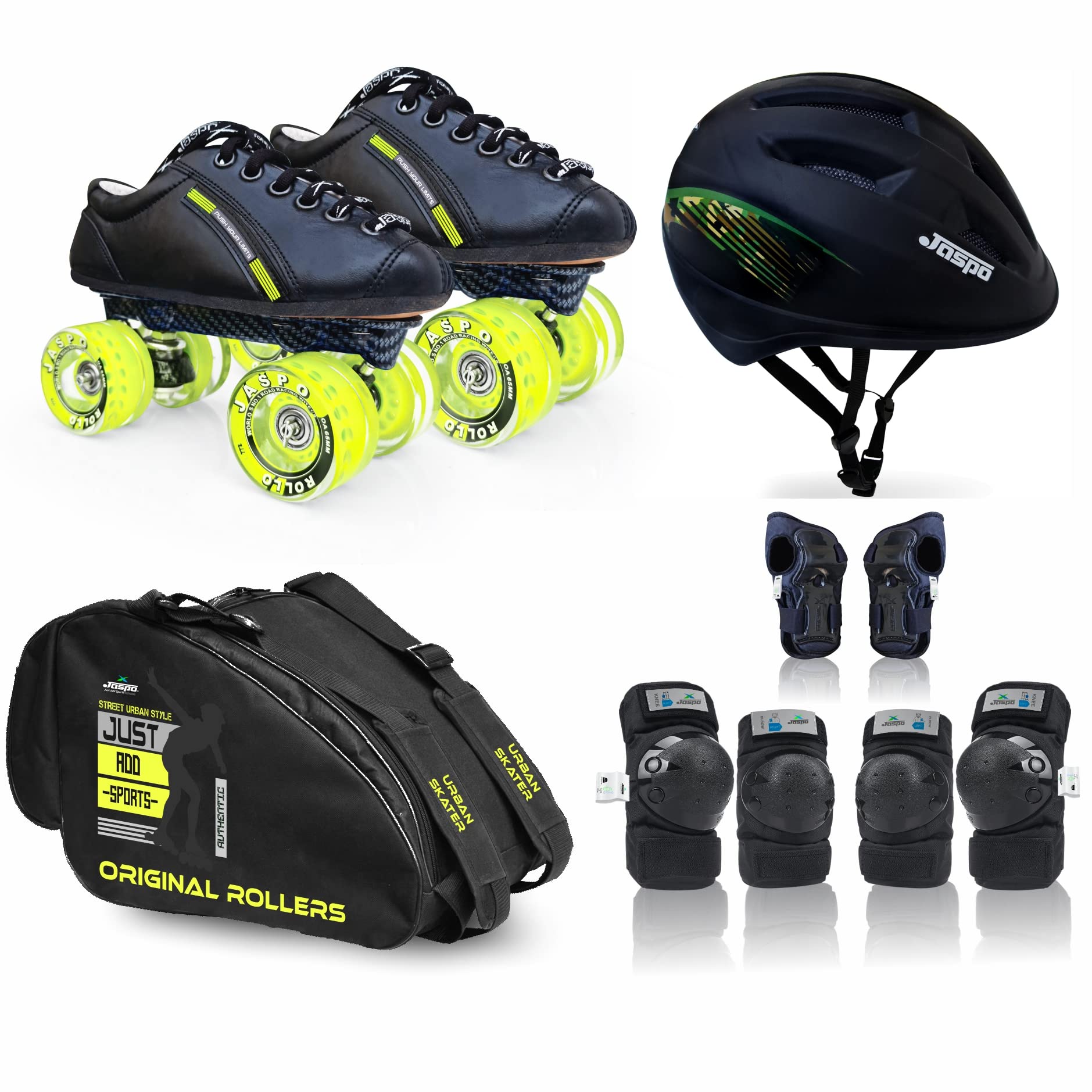 Jaspo Hyper-X Pro Shoe Skate Combo(Shoe Skate+ Helmet + Knee Guard+ Elbow Guard +Wrist Guard+ Bag) (Yellow/Black, 2 UK (Foot Length 22.9 cms)) (B07J2LWZPM) Amazon Price History, Amazon Price Tracker