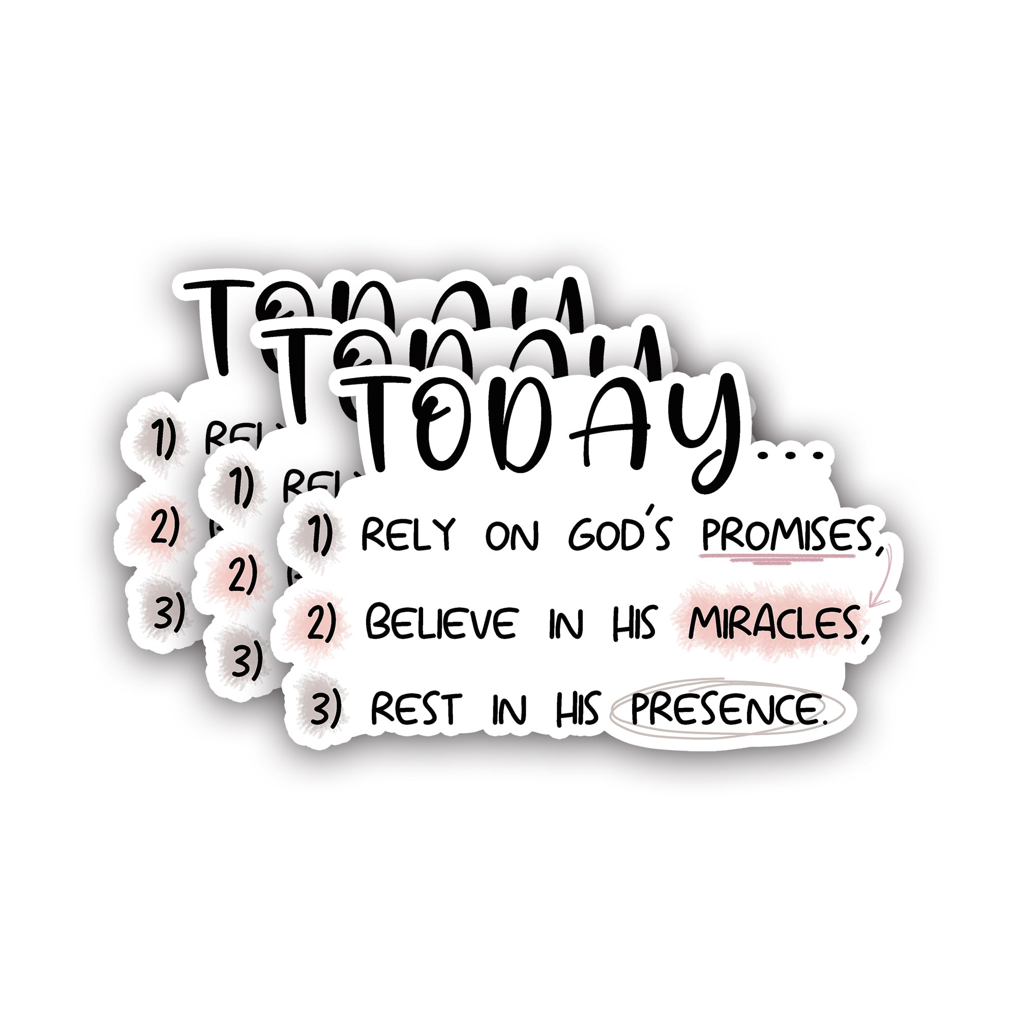 (3Pcs) Today Rely On God's Promises Believe in His Miracles Rest in His Presense Christian Sticker Inspirational Bible Verse Jesus Vinyl Decal for