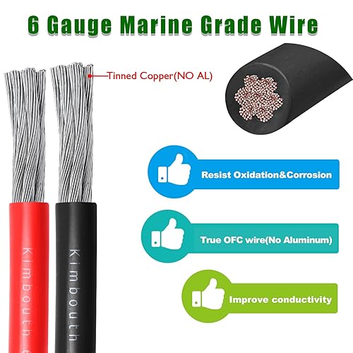 Miniatura 2 de Kimbluth Cable marino de calibre 6, cable de cobre estañado para barco, estándar de EE. UU., OFC, alambre de cobre libre de oxígeno para altavoces