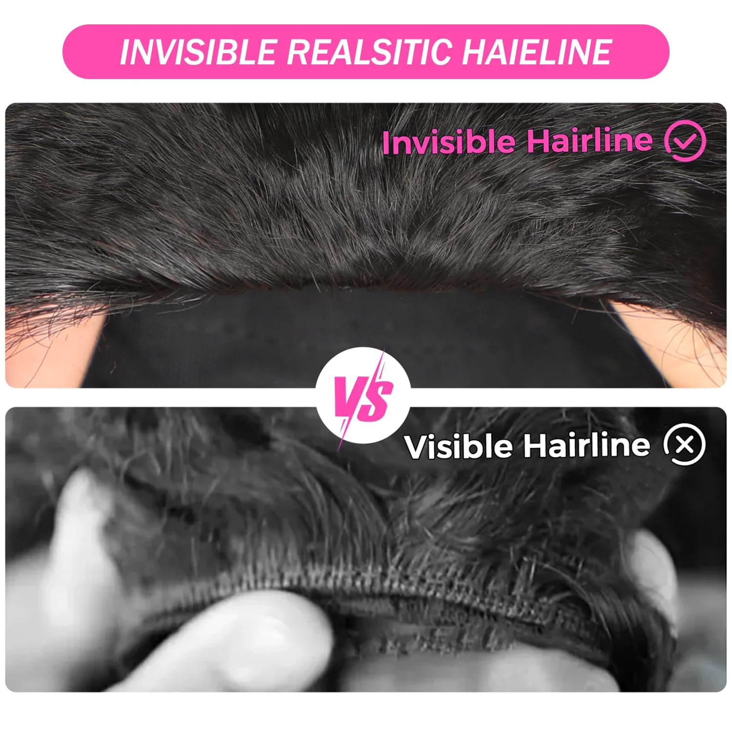 Pelucas Mujer Pelo Natural Humano Negro Half Wig Human Hair Yaki Straight Wigs 100% Cabello Humano Brasileño With Drawstring 180% Densidad Ready to Go Glueless para Mujer 16 Pulgadas