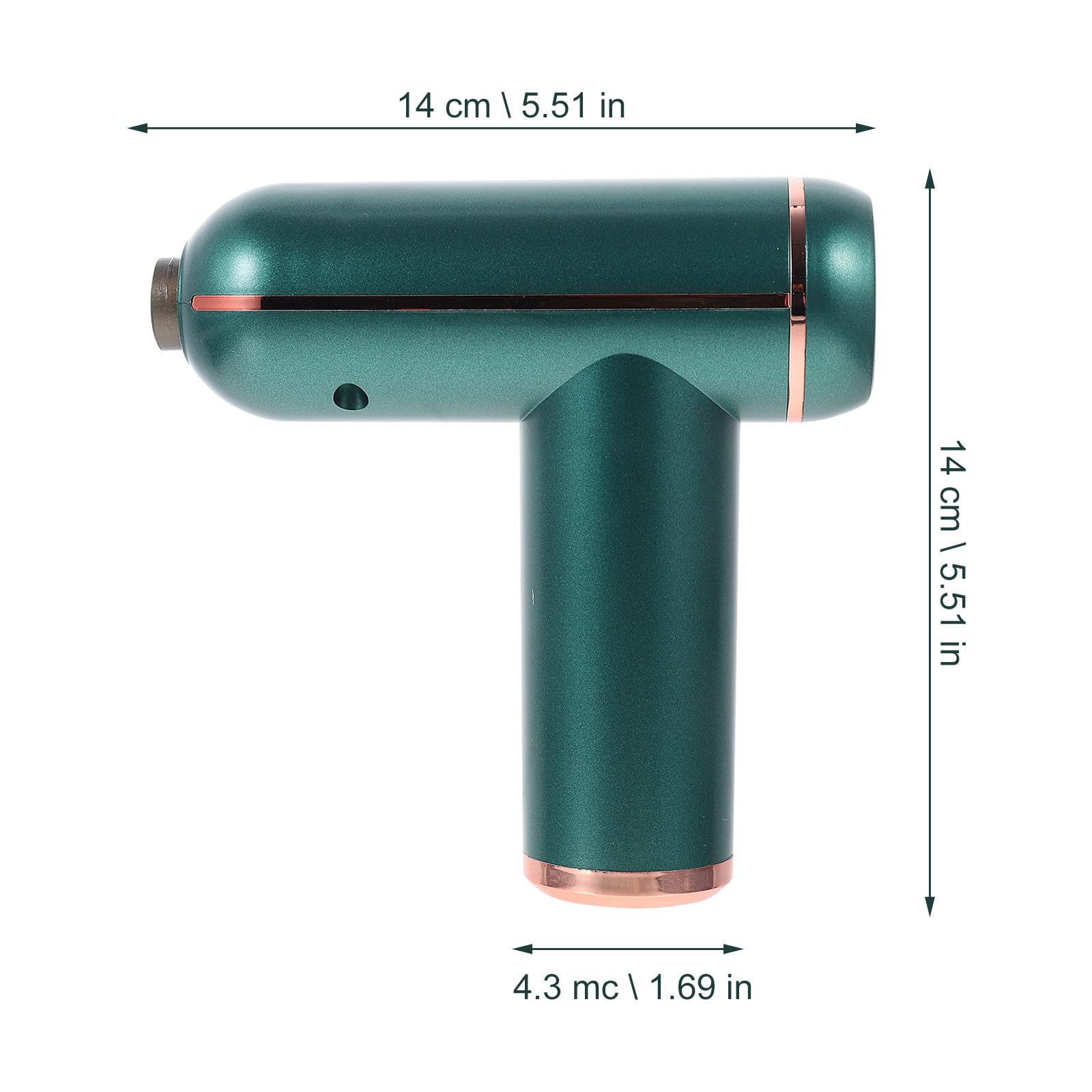 Portables Elektrisches Massagegerät 1 Satz mit 6 Stufen und 4 Aufsätzen | USB Ladegerät, 1800mah Akku, Grünes Kunststoffgehäuse, für Reisen dem Sport
