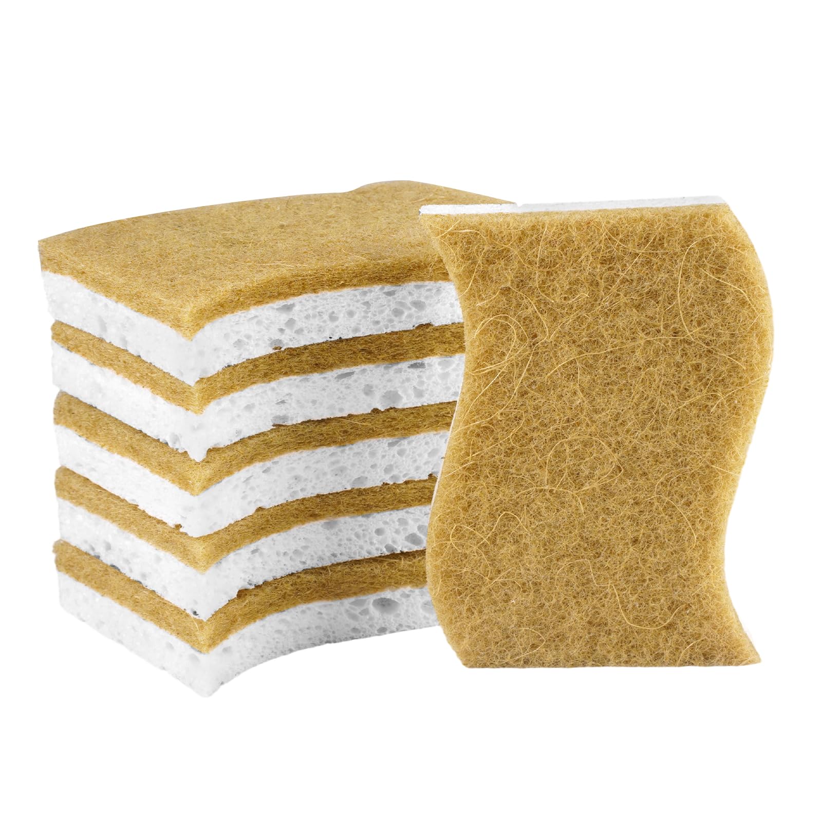 HIKPACKER Paquete de 6 Esponjas Naturales a Base de Plantas, Esponja de Cocina Biodegradable, Esponjas de Celulosa para Platos, Doble Cara, Reutilizables, Antiarañazos, Ecológicas, para Cocina y Baño - 2