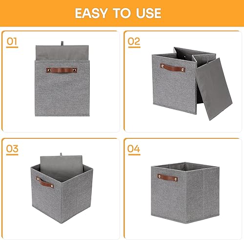 Miniatura 7 de DULLEMELO Contenedores de almacenamiento plegables de tela de 11 x 11 pulgadas para organizar estantes, cubos cuadrados de juguetes, ropa para