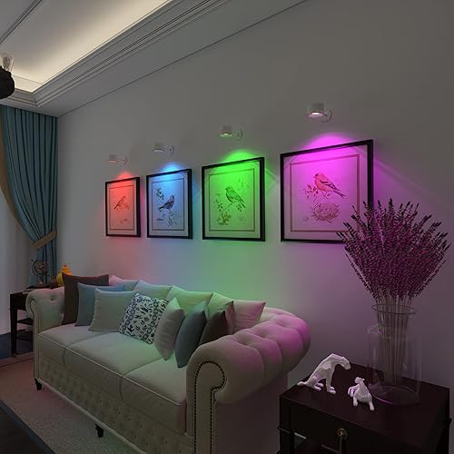Aplique magnético de pared de 16 colores RGB regulables, 1 paquete de lámpara de pared recargable a batería con control remoto, bola magnética