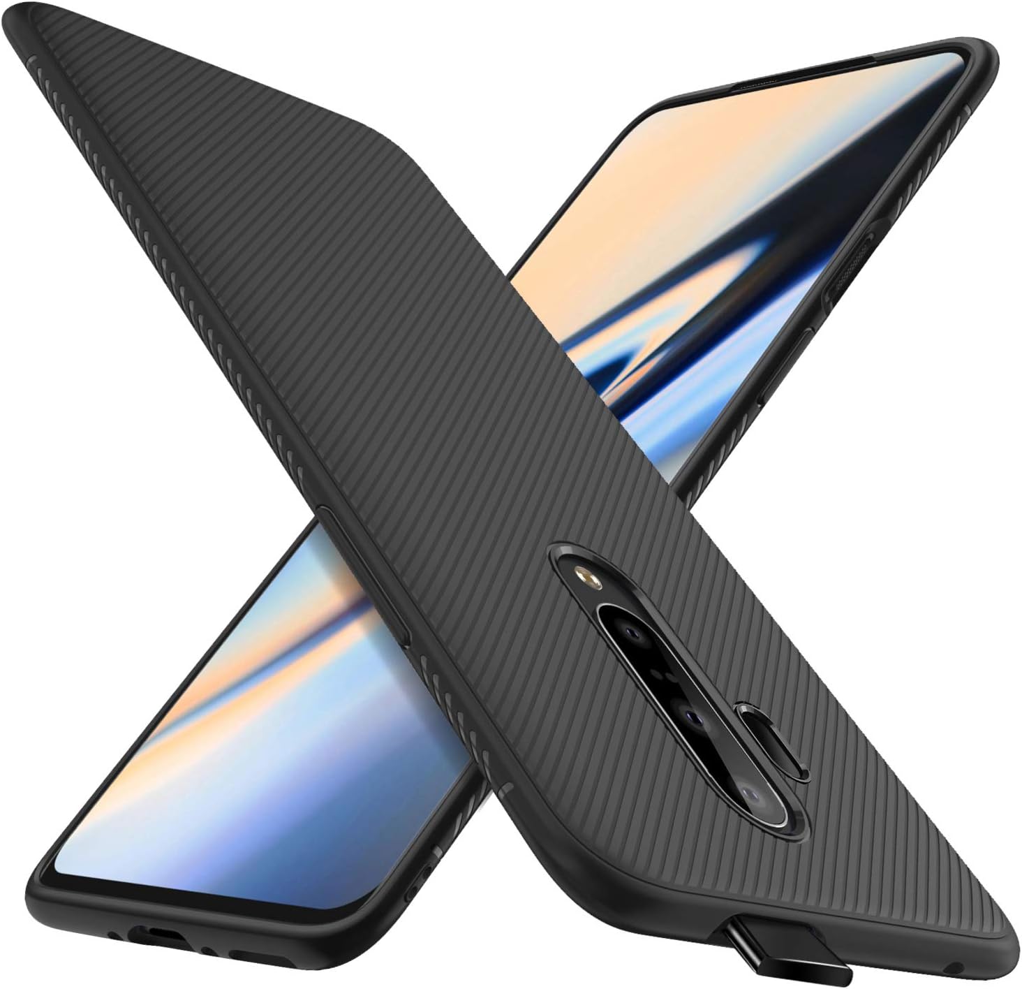 KuGi for Oneplus 7 Pro Case/Oneplus 7T Pro Case, Scratch Resistant & Anti Slip Grippy Soft TPU Case for Oneplus 7 Pro Phone (Black)
