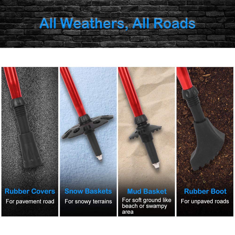 work out Bastón de Senderismo Bastón de Trekking Plegable Anti-Choque Ultra Ligero Ajustable Bastones de Marcha para Practicar SenderismoCaminar Viajar 1 par-Carbón