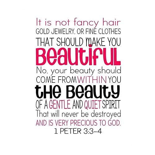 Beautiful- Gentle and Quiet Spirit - Christian Inspirational Wall Art, Motivational Scripture Wall Decor Print- For Home Decor, Church Decor, Living