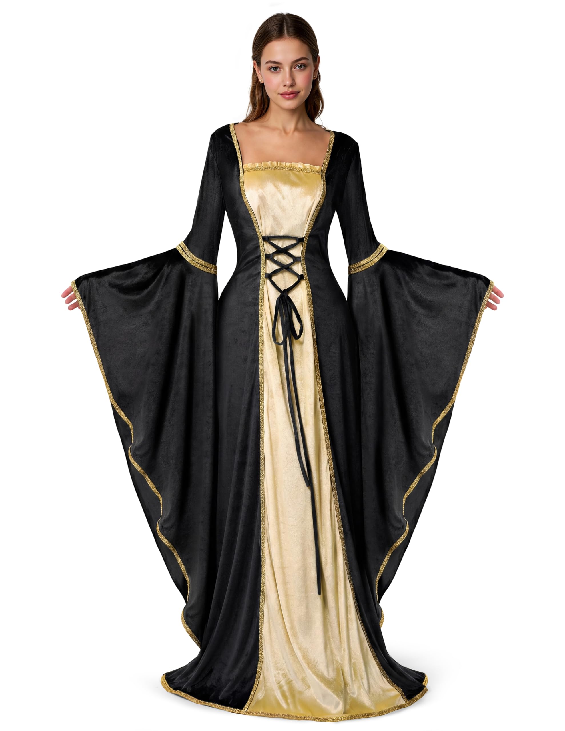Spooktacular Creations Renaissance Costume Robe médiévale en velours pour femme Robe d'Halloween Renaissance irlandaise
