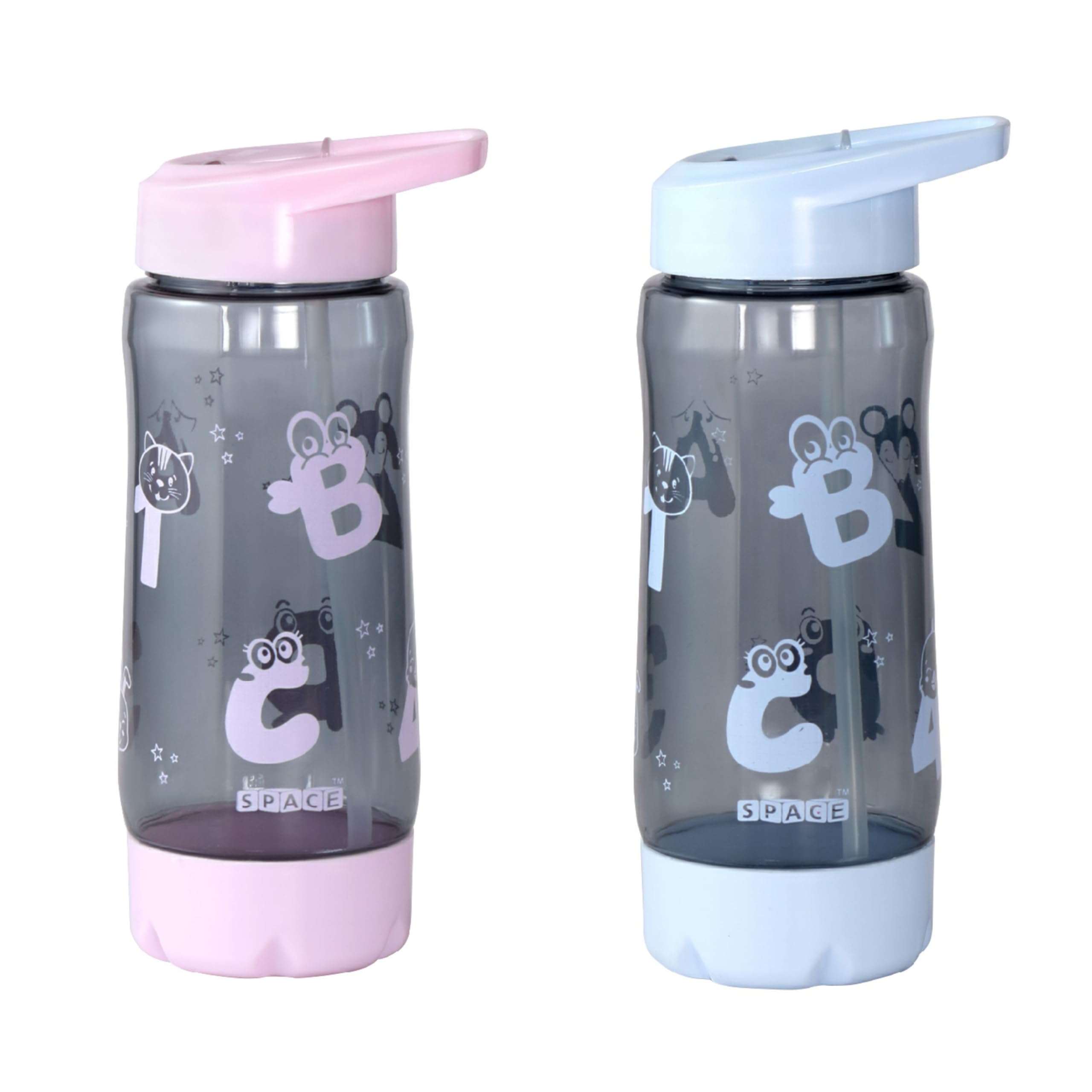 SPACE POLYCRAFT Oreo Sipper Abcd Print Water Bottle for School and Office Use | Bpa-Free and Leak-Proof Travel Water Bottle with Stylish Look For Daily Use | 600 ML (Pink-Blue, Pack of 2) (B0DFQB6GMJ) Amazon Price History, Amazon Price Tracker