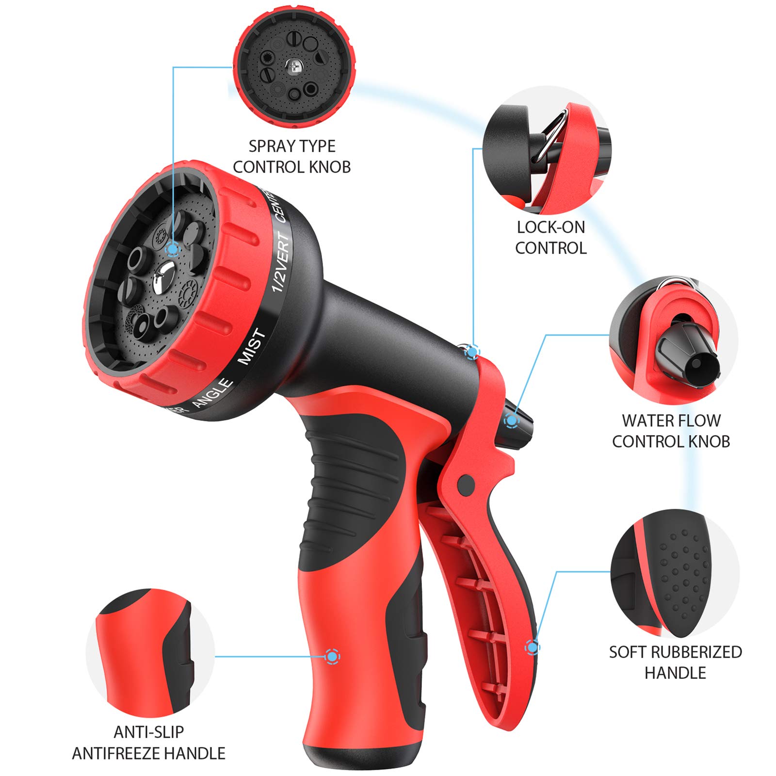 Tubo flessibile da giardino 30 m/100 FT, tubo flessibile estensibile, con 10 ugelli funzionali, tessuto in lattice a 3 strati ad alta densità, connettore in ottone, resistente alle perdite