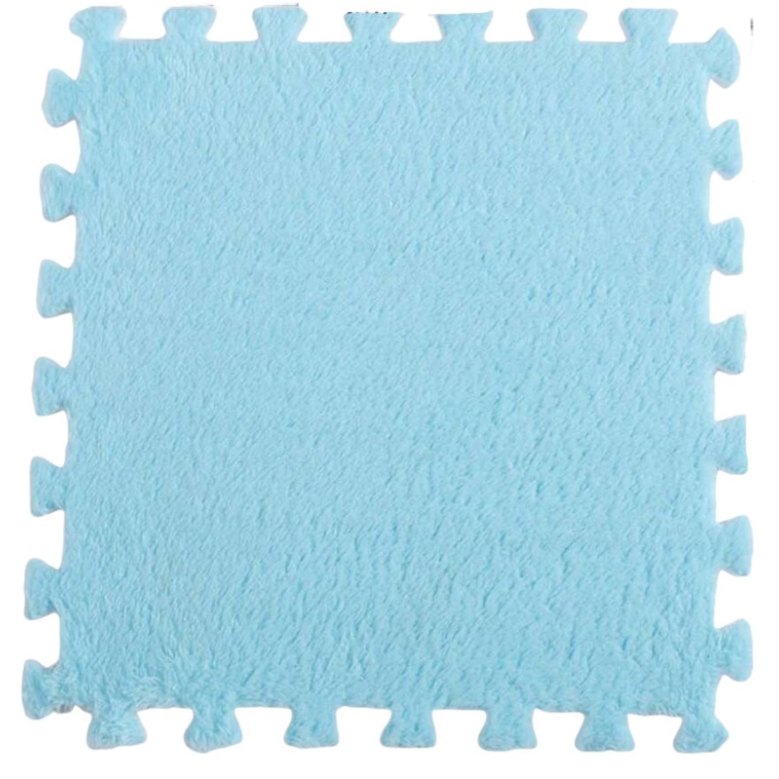 Hiseng 5/10/20 pcs Interlocking Foam Floor Tiles 30x30cm, Squares Puzzle Carpet Tiles Plush Floor Mats Soft Shaggy Foam Rug for Kids Bedroom Living Room Home Decoration (Blue,5pc)