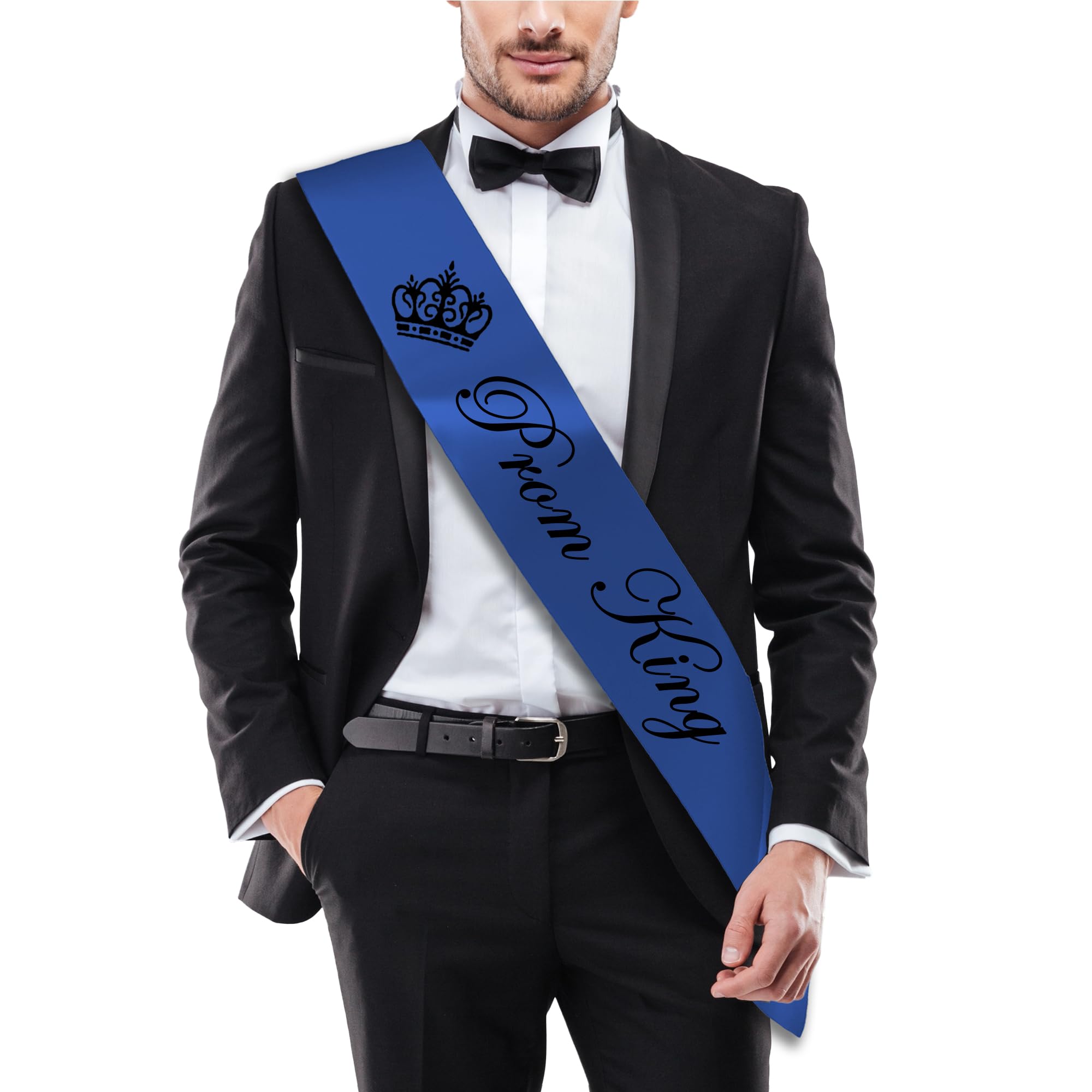 Fuzzy Cactus Royal Blue - Prom King Prom King & Prom Queen Sashes, Set Of 2 Or Individual, 160Cm X 10Cm, Gold, Silver, Blue And Pink (Royal Blue - Prom King)