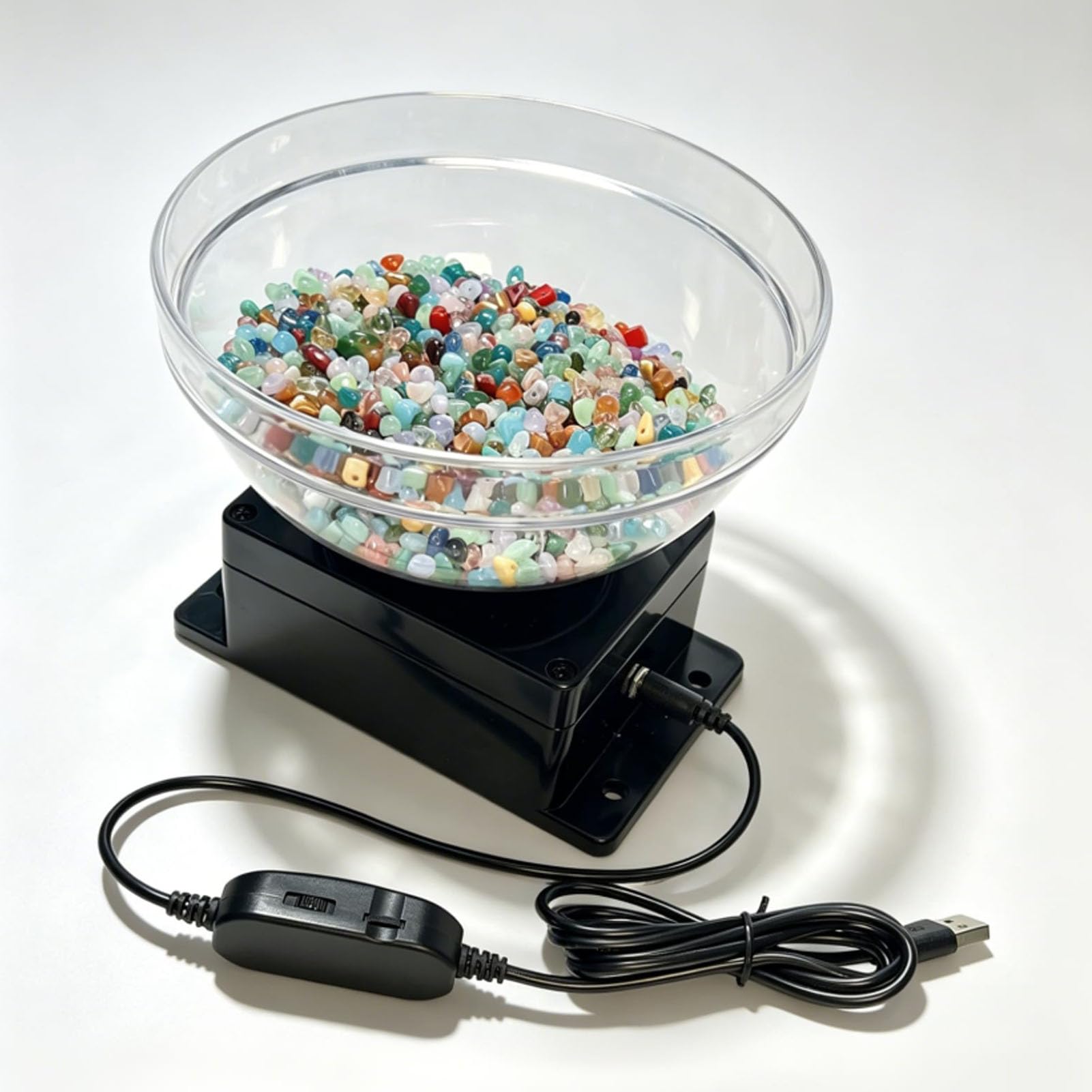 Kit giratorio eléctrico de cuentas – Herramienta de fabricación de joyas alimentada de 2 mm a 6 mm con control de velocidad continuo y cuenco de cuentas grande, giratorio profesional para cuentas de