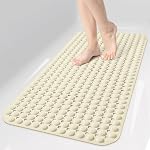 OTHWAY Tapis de douche pour baignoire, tapis pour douche intérieure, ventouses et trous d'écoulement pour le frottement des pieds, lavable en machine, doux sur les pieds, 35x16 De pouce, gris