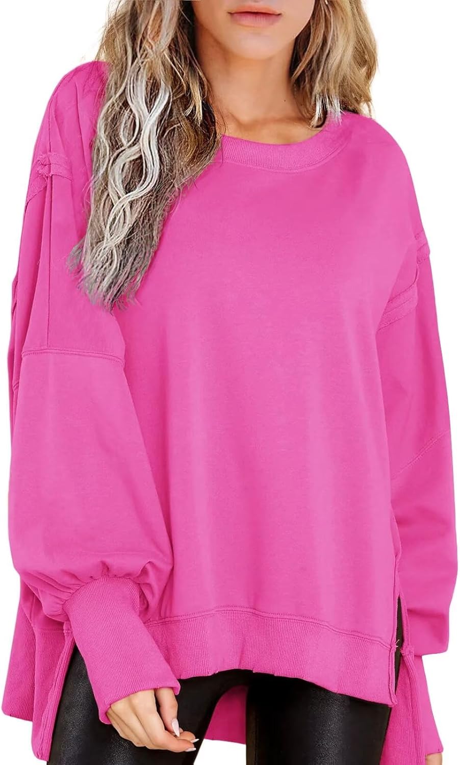 BWQ Womens Oversized Sweatshirt Crewneck Long Sleeve Shirts Pullover Sweatshirts S-2XL