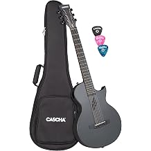 Cascha Carbon Fiber Acoustic Guitar Beginner Guitar for Adults Travel Acoustic Includes Gig Bag Guitar Strap Cleaning Cloth Picks Spare Strings